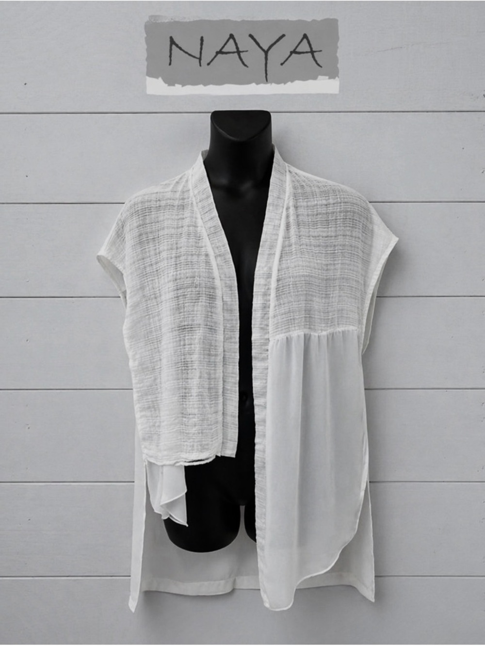 NAYA – White Draped Vest – Size 3